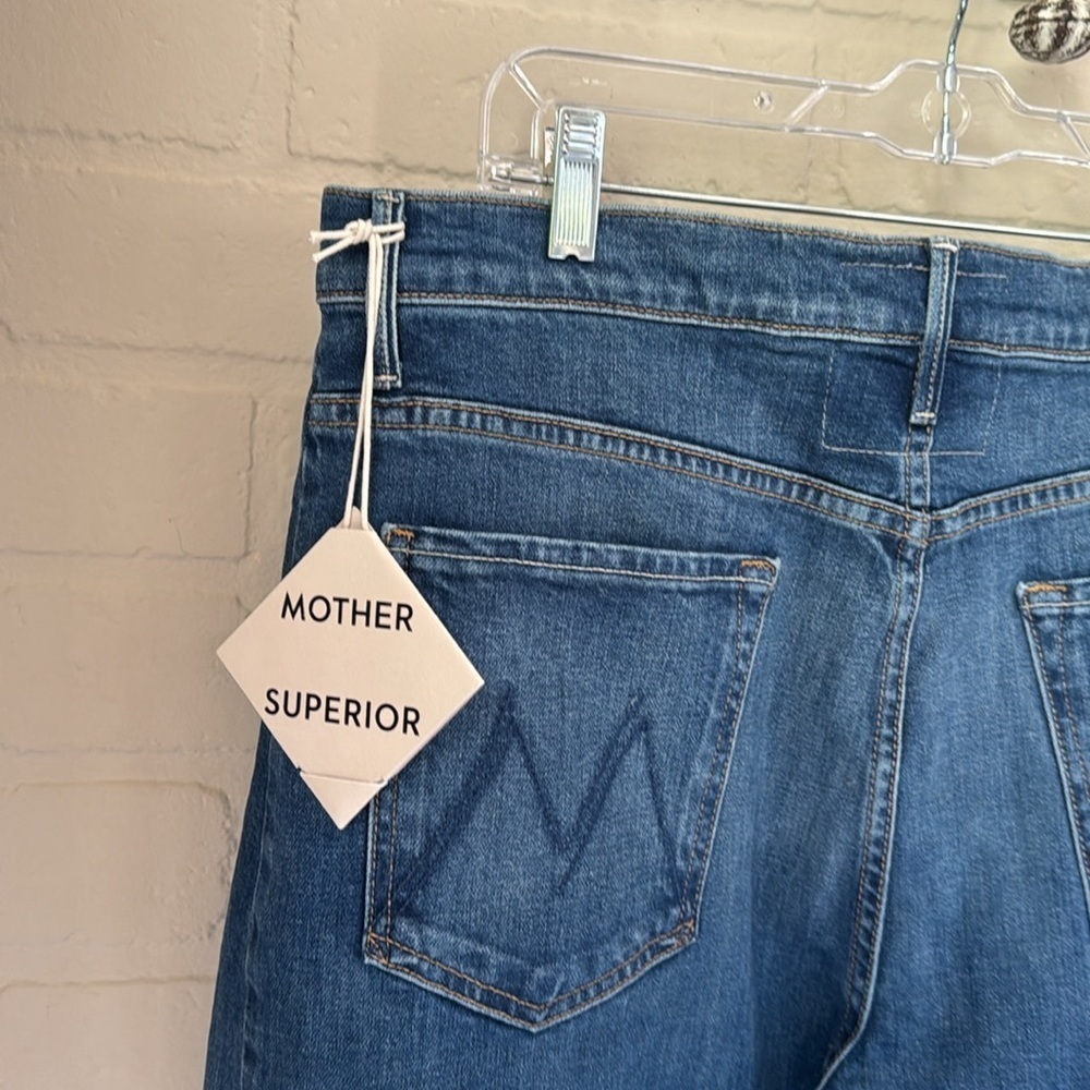Mother full pipe flood jeans denim Blue it’s a small world NWT size 32 - Picture 8 of 12